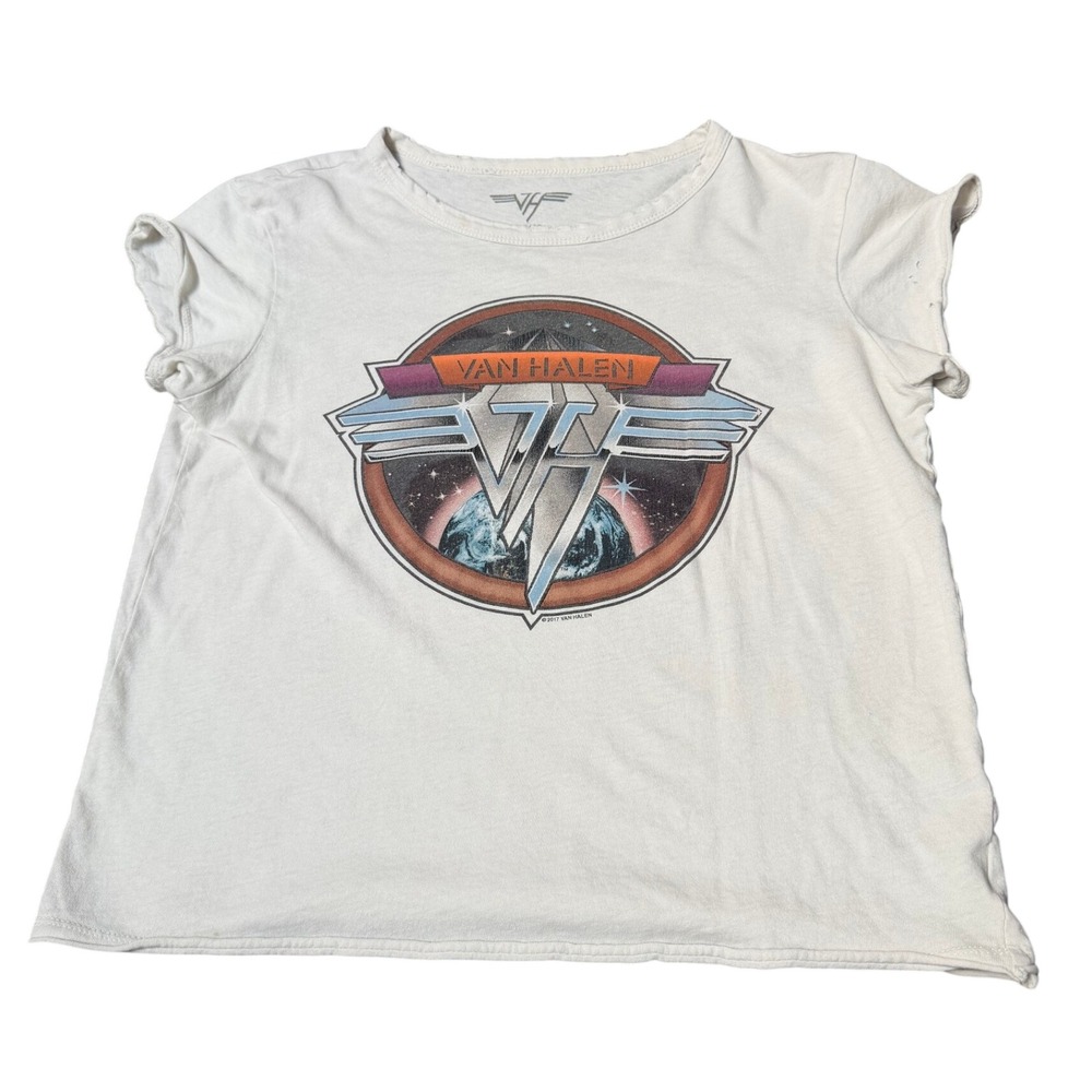 Van Halen World Tour 1979 Graphic Tee White Small 100% Cotton Raw Hem 2017